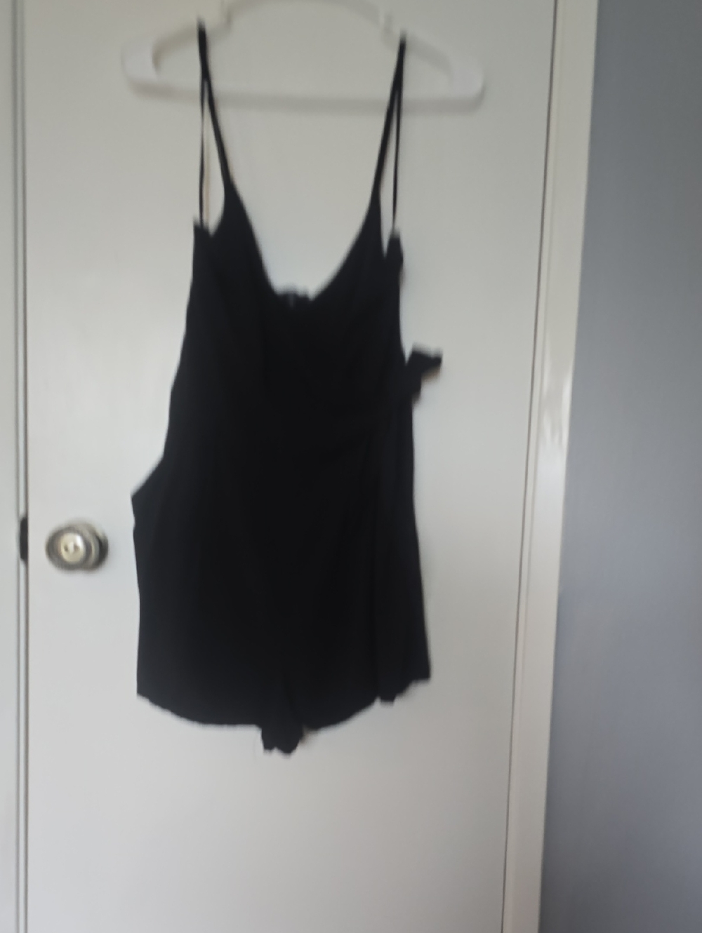 one clothing Black Spaghetti Strap Romper with V-Neck